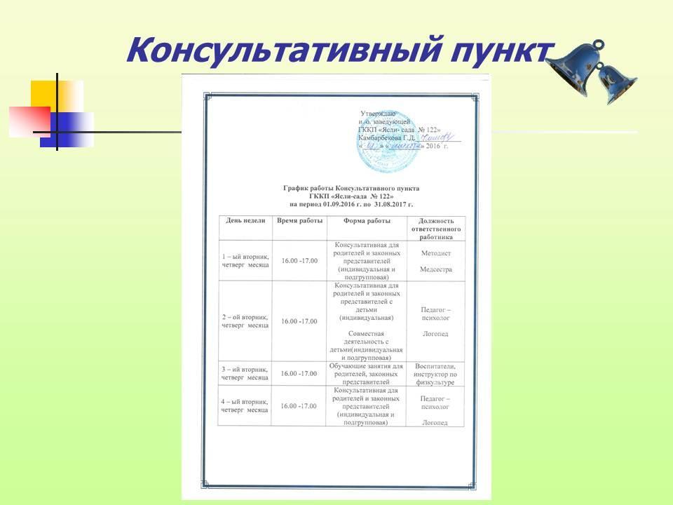 О работе консультативного пункта