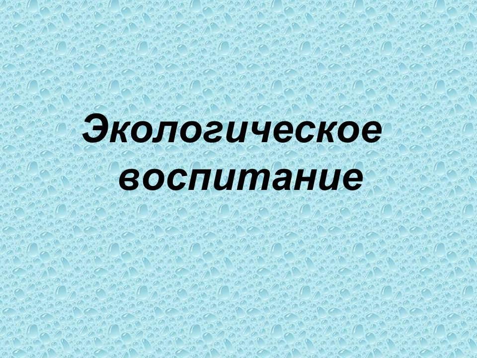 Консультация для педагогов "Экологическое воспитание"